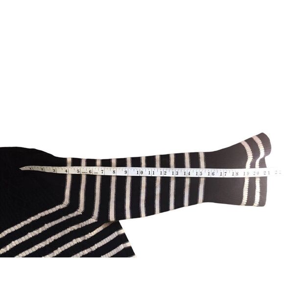 Talbots Navy Blue Ivory Cable Knit Wool Blend Sweater Dress Petite / XL Bell Sle - Picture 2 of 14